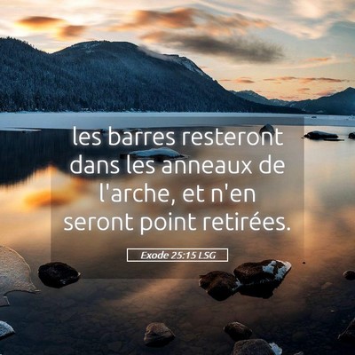 Picture 05 - Exode 25:15 LSG - les barres resteront dans les anneaux de l'arche, - Bible Verse Picture