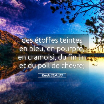 Picture 05 - Exode 25:4 LSG - des étoffes teintes en bleu, en pourpre, en - Bible Verse Picture