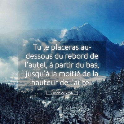 Picture 05 - Exode 27:5 LSG - Tu le placeras au-dessous du rebord de l'autel, - Bible Verse Picture