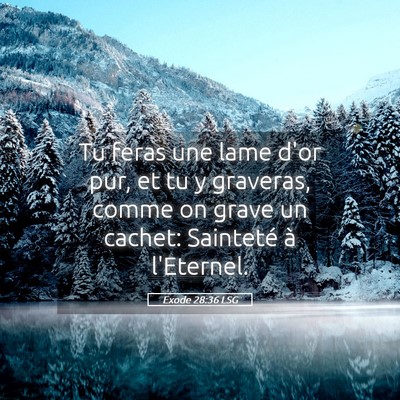 Picture 05 - Exode 28:36 LSG - Tu feras une lame d'or pur, et tu y graveras, - Bible Verse Picture