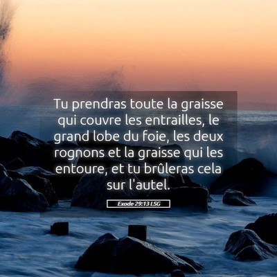 Picture 05 - Exode 29:13 LSG - Tu prendras toute la graisse qui couvre les - Bible Verse Picture