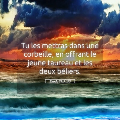 Picture 05 - Exode 29:3 LSG - Tu les mettras dans une corbeille, en offrant le - Bible Verse Picture