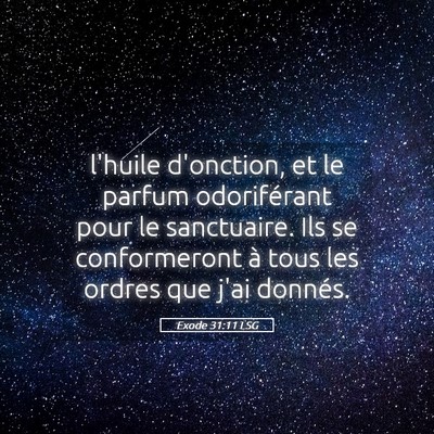 Picture 05 - Exode 31:11 LSG - l'huile d'onction, et le parfum odoriférant pour - Bible Verse Picture