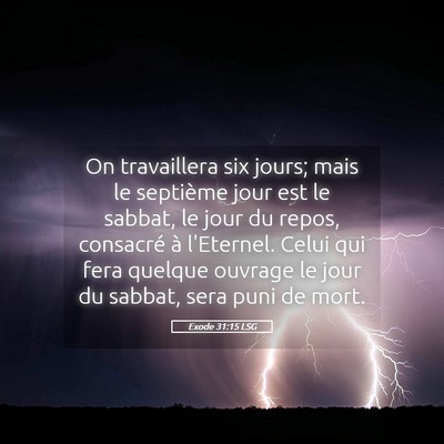 Picture 05 - Exode 31:15 LSG - On travaillera six jours; mais le septième jour - Bible Verse Picture