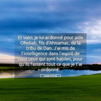 Picture 05 - Exode 31:6 LSG - Et voici, je lui ai donné pour aide Oholiab, - Bible Verse Picture