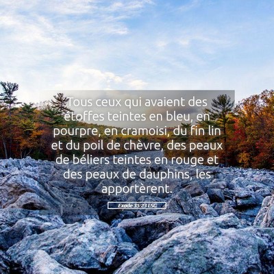 Picture 05 - Exode 35:23 LSG - Tous ceux qui avaient des étoffes teintes en - Bible Verse Picture