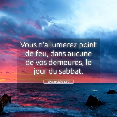 Picture 05 - Exode 35:3 LSG - Vous n'allumerez point de feu, dans aucune de vos - Bible Verse Picture