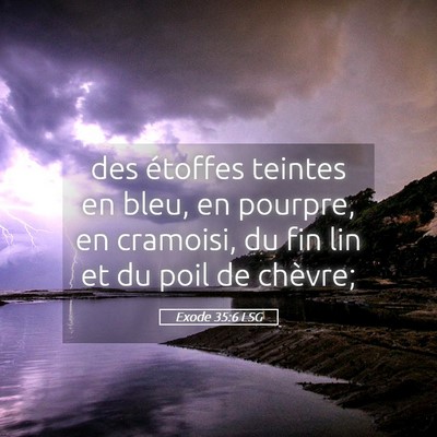Picture 05 - Exode 35:6 LSG - des étoffes teintes en bleu, en pourpre, en - Bible Verse Picture