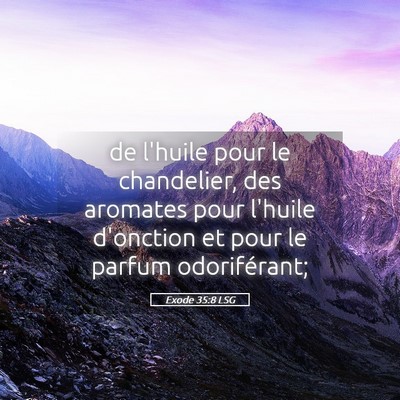 Picture 05 - Exode 35:8 LSG - de l'huile pour le chandelier, des aromates pour - Bible Verse Picture