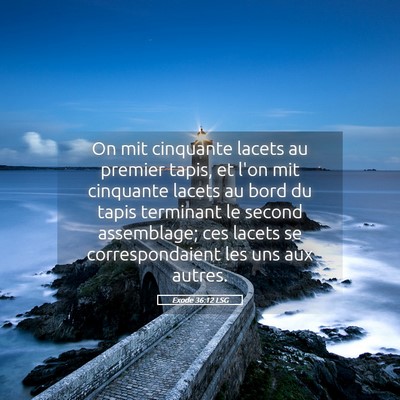 Picture 05 - Exode 36:12 LSG - On mit cinquante lacets au premier tapis, et l'on - Bible Verse Picture