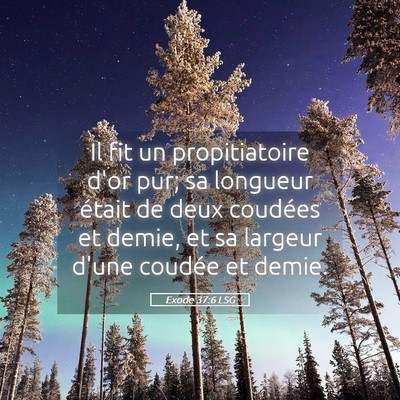 Picture 05 - Exode 37:6 LSG - Il fit un propitiatoire d'or pur; sa longueur - Bible Verse Picture