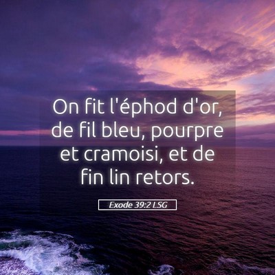 Picture 05 - Exode 39:2 LSG - On fit l'éphod d'or, de fil bleu, pourpre et - Bible Verse Picture