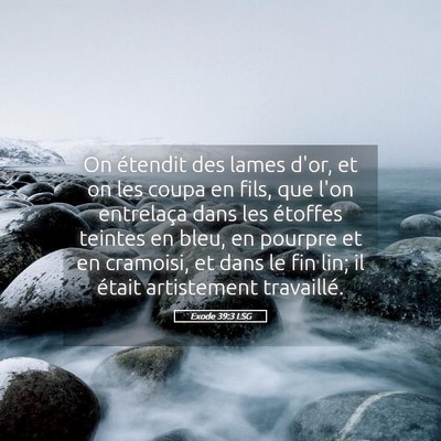 Picture 05 - Exode 39:3 LSG - On étendit des lames d'or, et on les coupa en - Bible Verse Picture