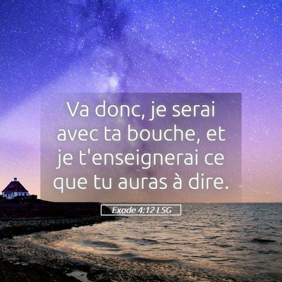Picture 05 - Exode 4:12 LSG - Va donc, je serai avec ta bouche, et je - Bible Verse Picture