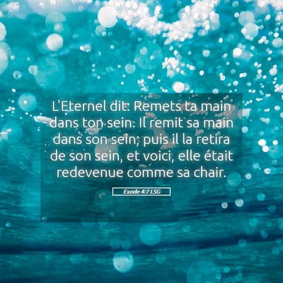 Picture 05 - Exode 4:7 LSG - L'Eternel dit: Remets ta main dans ton sein. Il - Bible Verse Picture