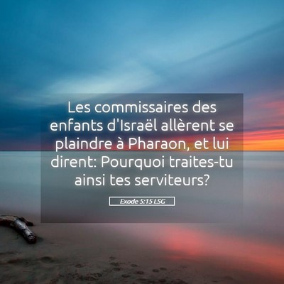 Picture 05 - Exode 5:15 LSG - Les commissaires des enfants d'Israël allèrent - Bible Verse Picture