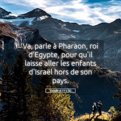 Picture 05 - Exode 6:11 LSG - Va, parle à Pharaon, roi d'Egypte, pour qu'il - Bible Verse Picture