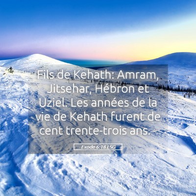 Picture 05 - Exode 6:18 LSG - Fils de Kehath: Amram, Jitsehar, Hébron et - Bible Verse Picture