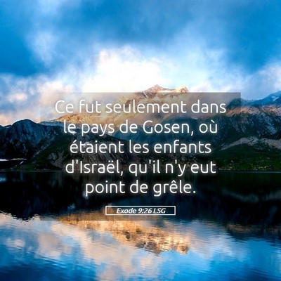 Picture 05 - Exode 9:26 LSG - Ce fut seulement dans le pays de Gosen, où - Bible Verse Picture