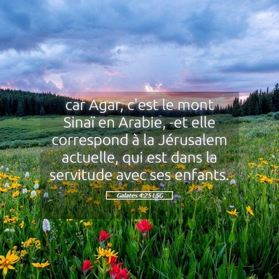 Picture 05 - Galates 4:25 LSG - car Agar, c'est le mont Sinaï en Arabie, -et - Bible Verse Picture