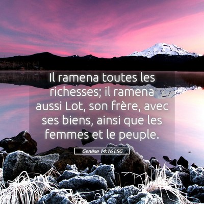 Picture 05 - Genèse 14:16 LSG - Il ramena toutes les richesses; il ramena aussi - Bible Verse Picture