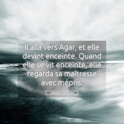 Picture 05 - Genèse 16:4 LSG - Il alla vers Agar, et elle devint enceinte. Quand - Bible Verse Picture