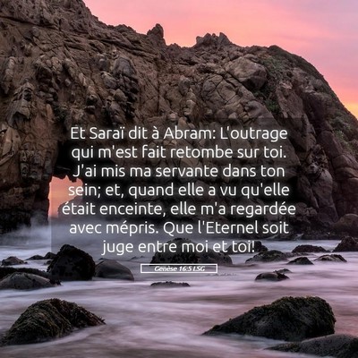 Picture 05 - Genèse 16:5 LSG - Et Saraï dit à Abram: L'outrage qui m'est fait - Bible Verse Picture