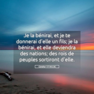 Picture 05 - Genèse 17:16 LSG - Je la bénirai, et je te donnerai d'elle un fils; - Bible Verse Picture
