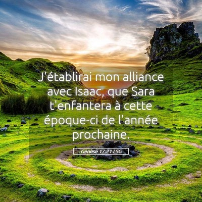 Picture 05 - Genèse 17:21 LSG - J'établirai mon alliance avec Isaac, que Sara - Bible Verse Picture