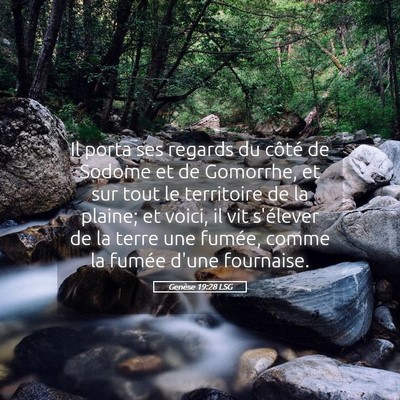 Picture 05 - Genèse 19:28 LSG - Il porta ses regards du côté de Sodome et de - Bible Verse Picture