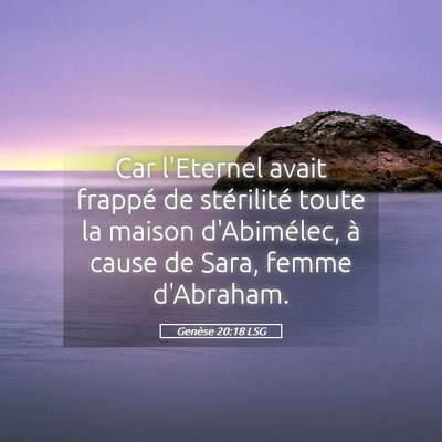 Picture 05 - Genèse 20:18 LSG - Car l'Eternel avait frappé de stérilité toute - Bible Verse Picture