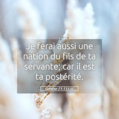 Picture 05 - Genèse 21:13 LSG - Je ferai aussi une nation du fils de ta servante; - Bible Verse Picture