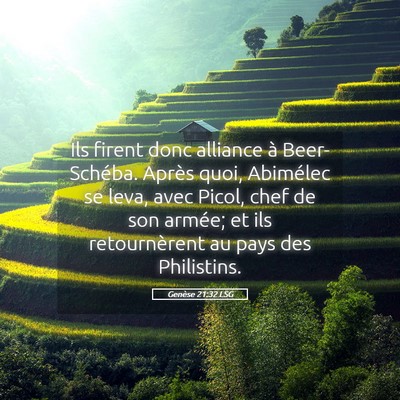 Picture 05 - Genèse 21:32 LSG - Ils firent donc alliance à Beer-Schéba. Après - Bible Verse Picture