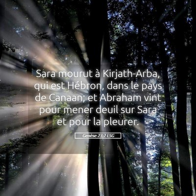 Picture 05 - Genèse 23:2 LSG - Sara mourut à Kirjath-Arba, qui est Hébron, - Bible Verse Picture