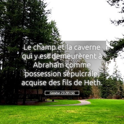 Picture 05 - Genèse 23:20 LSG - Le champ et la caverne qui y est demeurèrent à - Bible Verse Picture