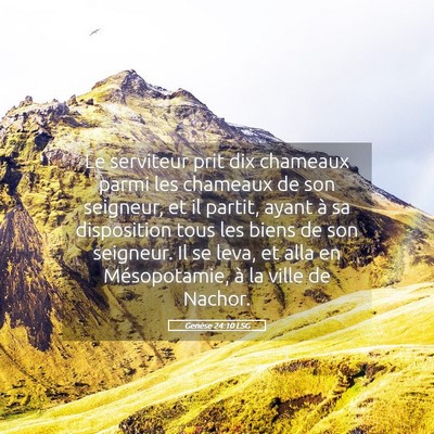 Picture 05 - Genèse 24:10 LSG - Le serviteur prit dix chameaux parmi les chameaux - Bible Verse Picture