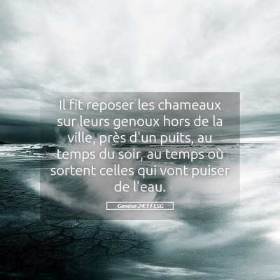 Picture 05 - Genèse 24:11 LSG - Il fit reposer les chameaux sur leurs genoux hors - Bible Verse Picture