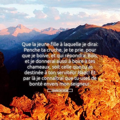 Picture 05 - Genèse 24:14 LSG - Que la jeune fille à laquelle je dirai: Penche - Bible Verse Picture