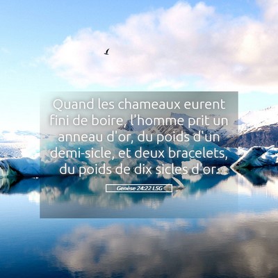 Picture 05 - Genèse 24:22 LSG - Quand les chameaux eurent fini de boire, l'homme - Bible Verse Picture