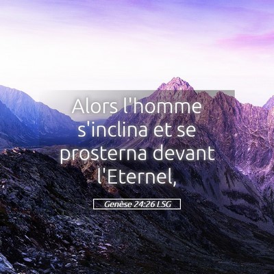 Picture 05 - Genèse 24:26 LSG - Alors l'homme s'inclina et se prosterna devant - Bible Verse Picture