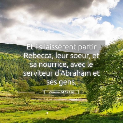 Picture 05 - Genèse 24:59 LSG - Et ils laissèrent partir Rebecca, leur soeur, et - Bible Verse Picture