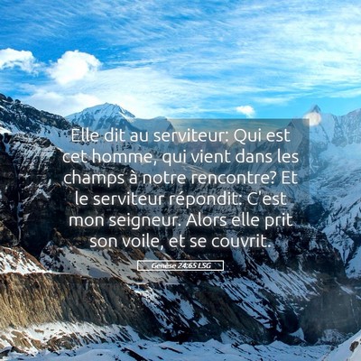 Picture 05 - Genèse 24:65 LSG - Elle dit au serviteur: Qui est cet homme, qui - Bible Verse Picture