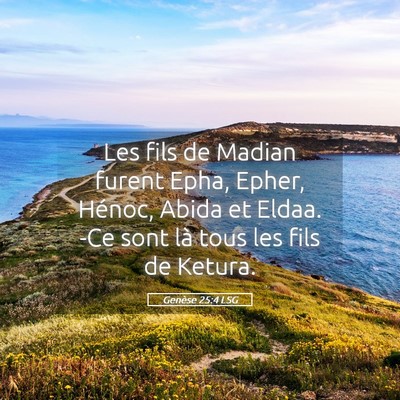 Picture 05 - Genèse 25:4 LSG - Les fils de Madian furent Epha, Epher, Hénoc, - Bible Verse Picture