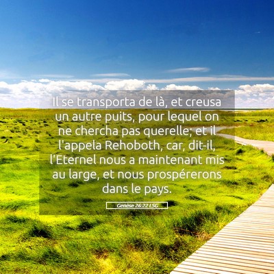 Picture 05 - Genèse 26:22 LSG - Il se transporta de là, et creusa un autre - Bible Verse Picture