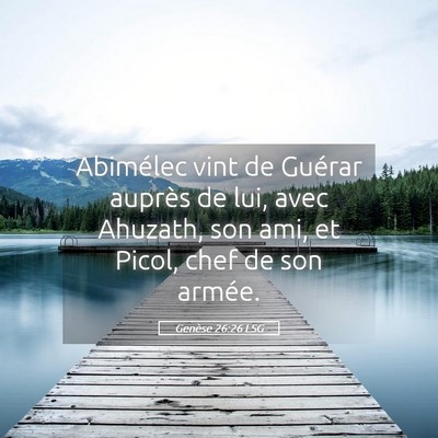 Picture 05 - Genèse 26:26 LSG - Abimélec vint de Guérar auprès de lui, avec - Bible Verse Picture