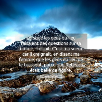 Picture 05 - Genèse 26:7 LSG - Lorsque les gens du lieu faisaient des questions - Bible Verse Picture