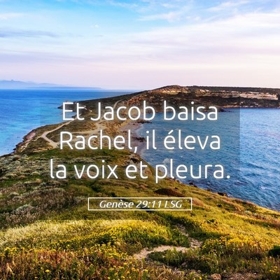 Picture 05 - Genèse 29:11 LSG - Et Jacob baisa Rachel, il éleva la voix et - Bible Verse Picture