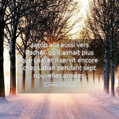 Picture 05 - Genèse 29:30 LSG - Jacob alla aussi vers Rachel, qu'il aimait plus - Bible Verse Picture
