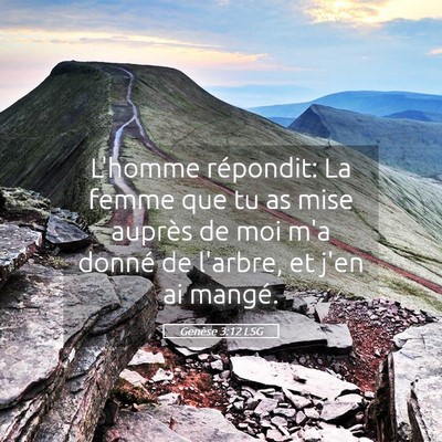 Picture 05 - Genèse 3:12 LSG - L'homme répondit: La femme que tu as mise - Bible Verse Picture