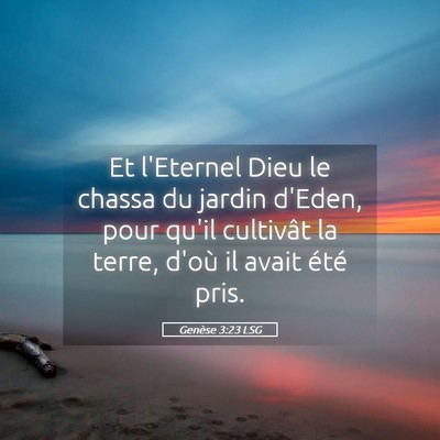 Picture 05 - Genèse 3:23 LSG - Et l'Eternel Dieu le chassa du jardin d'Eden, - Bible Verse Picture